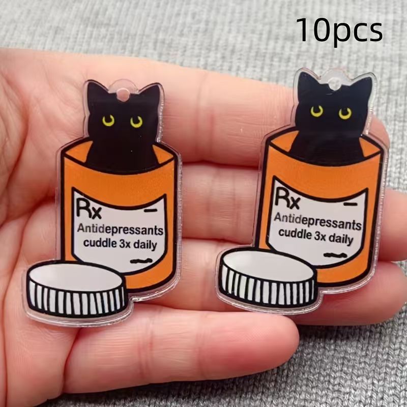 Jewelry Making Pendants - จี้อะคริลิครูปแมวสำหรับทำเครื่องประดับ DIY จำนวน 10 ชิ้น สำหรับทำต่างหู