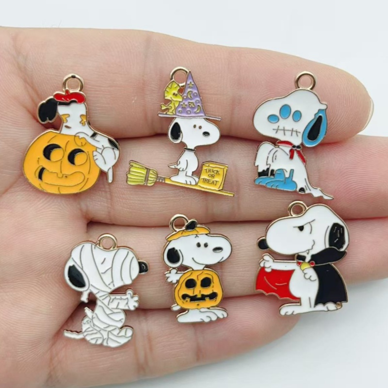 Jewelry Making Pendants - 10 ชิ้น จี้โลหะผสมลายการ์ตูนลูกสุนัขน่ารักสำหรับฮาโลวีน พร้อมจี้รูปฟักทอง อุปกรณ์เสริมสำหรับทำเครื่องประดับ DIY