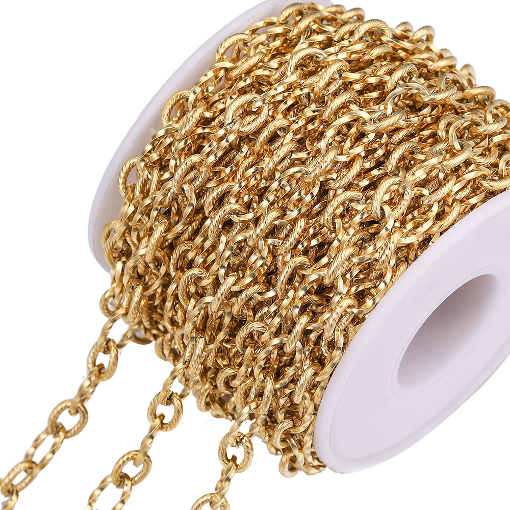 Chain Roll Cable - ไม่มี1เมตรสแตนเลสสตีล Twist สายโซ่ทองสำหรับเครื่องประดับทำม้วน Cuban Link สร้อยข้อมือกระเป๋า