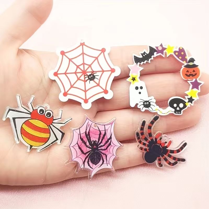 Jewelry Making Pendants - จี้แมงมุมอะคริลิกสำหรับฮาโลวีน 10 ชิ้น, อุปกรณ์ทำเครื่องประดับ DIY สำหรับต่างหู