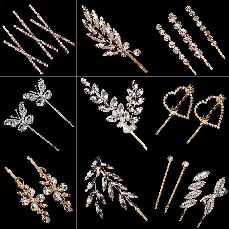 Jewelry Making Adults - กิ๊บติดผมแฟชั่นสำหรับเจ้าสาวประดับคริสตัลใสสำหรับผู้หญิงหมุดปักผมกิ๊ฟหนีบผมเครื่องประดับติดผมเจ้าสาว