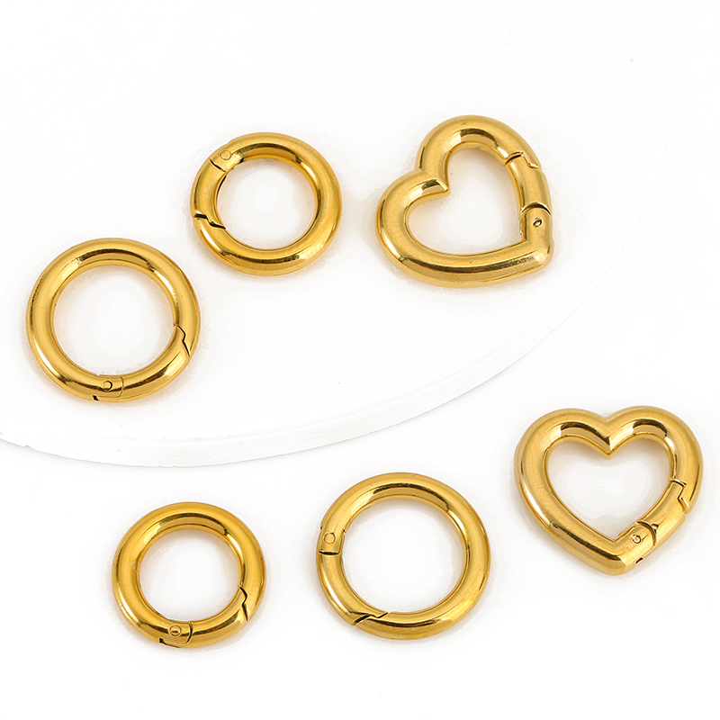 Jewelry Making Rings - ตัวล็อกสแตนเลส 2 ชิ้น รูปหัวใจ วงกลม แบบก้ามปู
