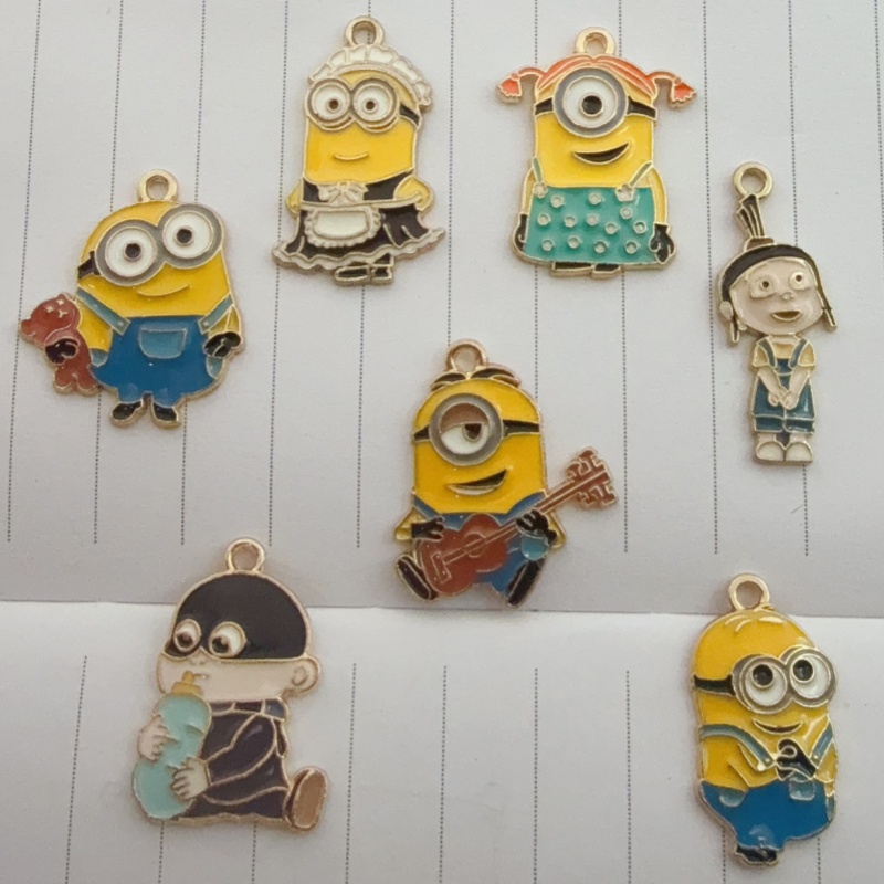 Jewelry Making Pendants - จี้การ์ตูนลายหยดน้ำมันอัลลอยด์ 10 ชิ้น, สำหรับทำเครื่องประดับ DIY, ต่างหู,