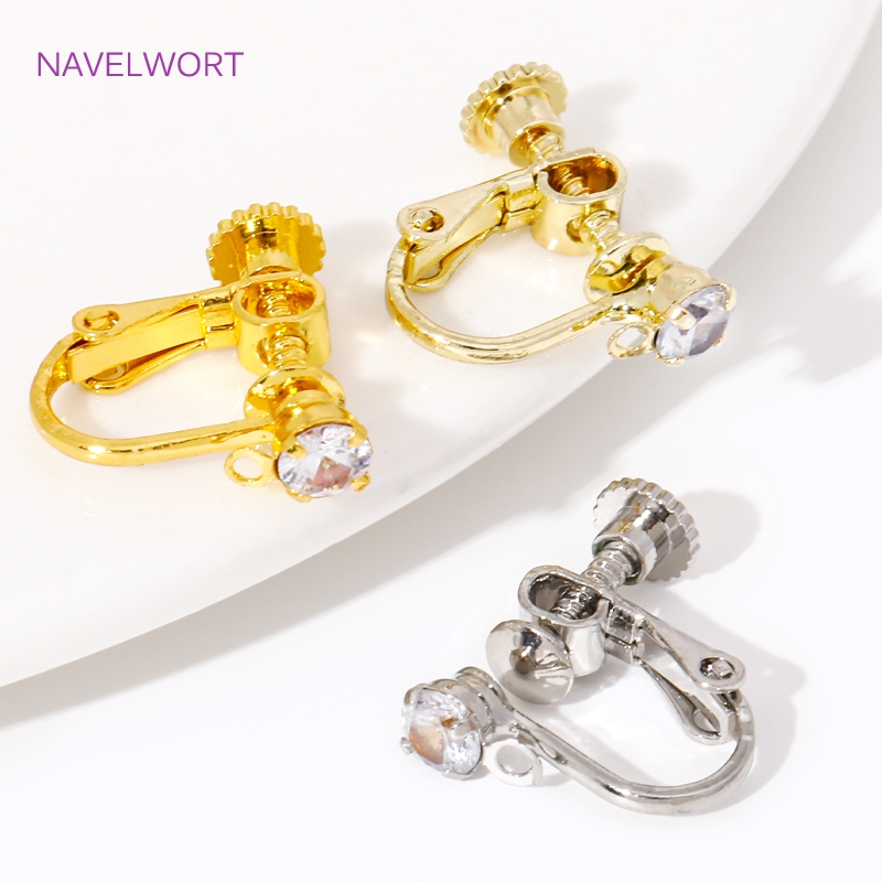 Jewelry Making Jig - ต่างหูแบบสกรูหัวกลมชุบทอง14K/18K พร้อมคลิปหนีบต่างหูแบบไม่เจาะสำหรับเครื่องประดับแบบทำมือ