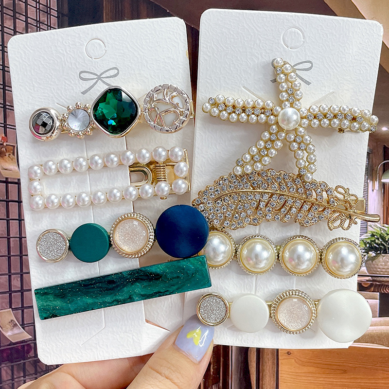 Jewelry Making Adults - ใหม่แฟชั่นไข่มุกผมคลิปสําหรับหญิงสาวแฟชั่นเรขาคณิต Rhinestone Hairpin Barrettes Headwear เครื่องประดับอุปกรณ์เสริมผม