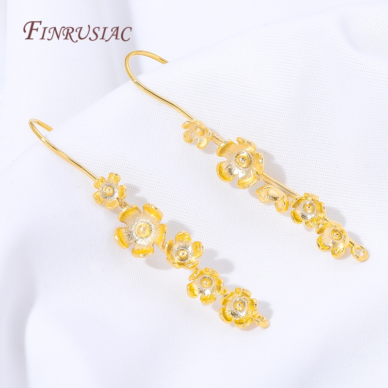 Jewelry Making Earring Supplies - ตะขอเกี่ยวต่างหูรูปดอกไม้ชุบทอง 18K, อะไหล่ต่างหูแบบห้อยลายดอกไม้สไตล์วินเทจสำหรับทำเครื่องประดับ, อุปกรณ์เสริมสำหรับทำต่างหู DIY