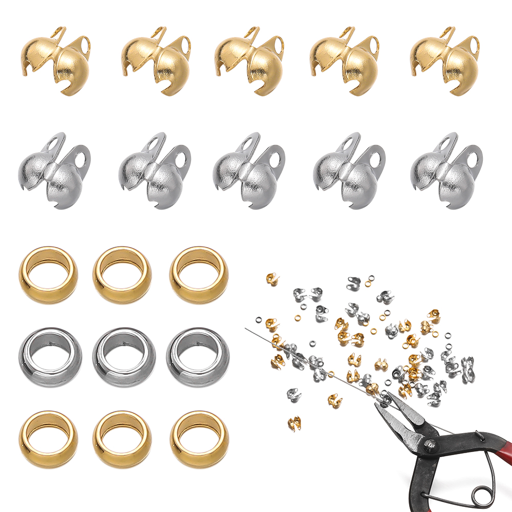 Jewelry Making Earring Supplies - 1 ชุดสแตนเลสสตีล CRIMP ลูกปัดเคล็ดลับ Knot ครอบคลุม
