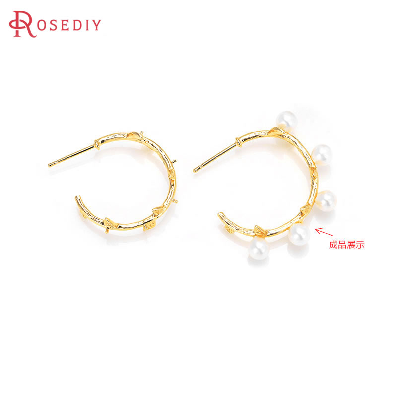 Jewelry Making Earring Supplies - 6PCS 18K Gold สีทองเหลืองครึ่งพินต่างหูสตั๊ดคุณภาพสูงเครื่องประดับทําอุปกรณ์สร้อยคออุปกรณ์เสริมสําหรับผู้หญิง