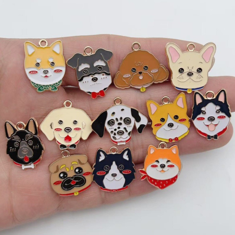 Jewelry Making Pendants - จี้โลหะผสมรูปสุนัขลายจุดการ์ตูน 12 ชิ้น สำหรับทำเครื่องประดับ DIY ต่างหู