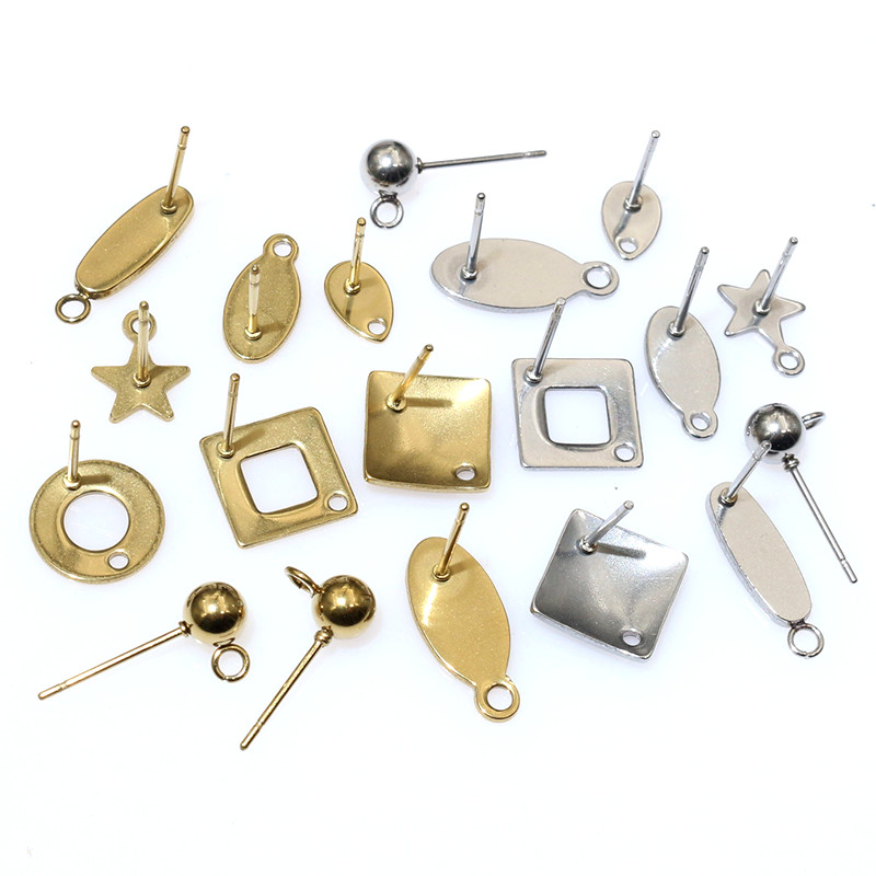 Jewelry Making Earring Supplies - 20ชิ้นสแตนเลสหัตถกรรมต่างหูกระดุมเรขาคณิตเหลี่ยมต่างหูโพสต์เชื่อมต่อสำหรับ DIY ต่างหูเครื่องประดับทำอุปกรณ์