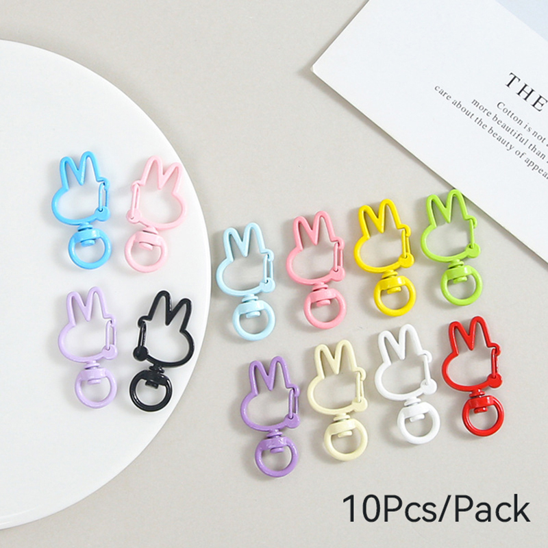 Jewelry Making Hoops - อุปกรณ์ตกแต่งรูปกระต่าย 10 ชิ้น/แพ็ค สำหรับทำพวงกุญแจ โลหะผสมแบบพกพา ตัวล็อคแบบแขวน