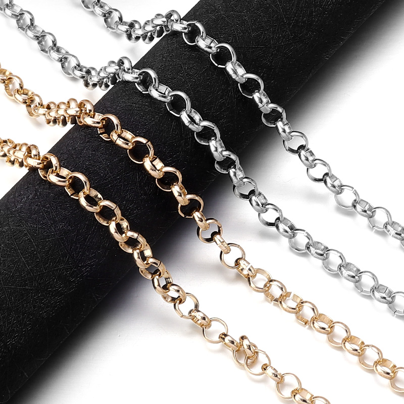 Chain Roll Cable - 5 หลา/ม้วนอลูมิเนียมโซ่ O รูปร่างสร้อยคอสร้อยข้อมือสาย Link จํานวนมากโซ่สําหรับ