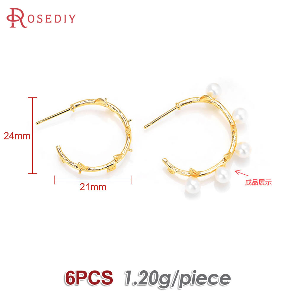 6PCS 18K Gold สีทองเหลืองครึ่ง - Jewelry Making Earring Supplies บทวิจารณ์และราคา