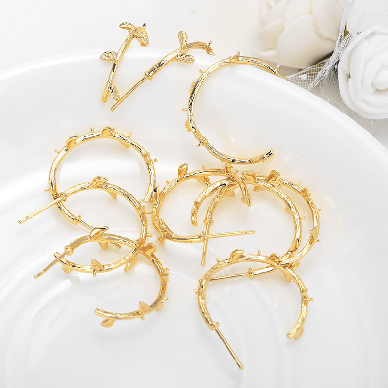 6PCS 18K Gold สีทองเหลืองครึ่ง - Jewelry Making Earring Supplies บทวิจารณ์และราคา