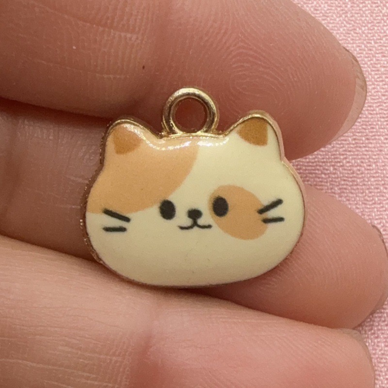 จี้โลหะผสมรูปหัวแมวพิมพ์ลาย 12 - Jewelry Making Pendants บทวิจารณ์และราคา